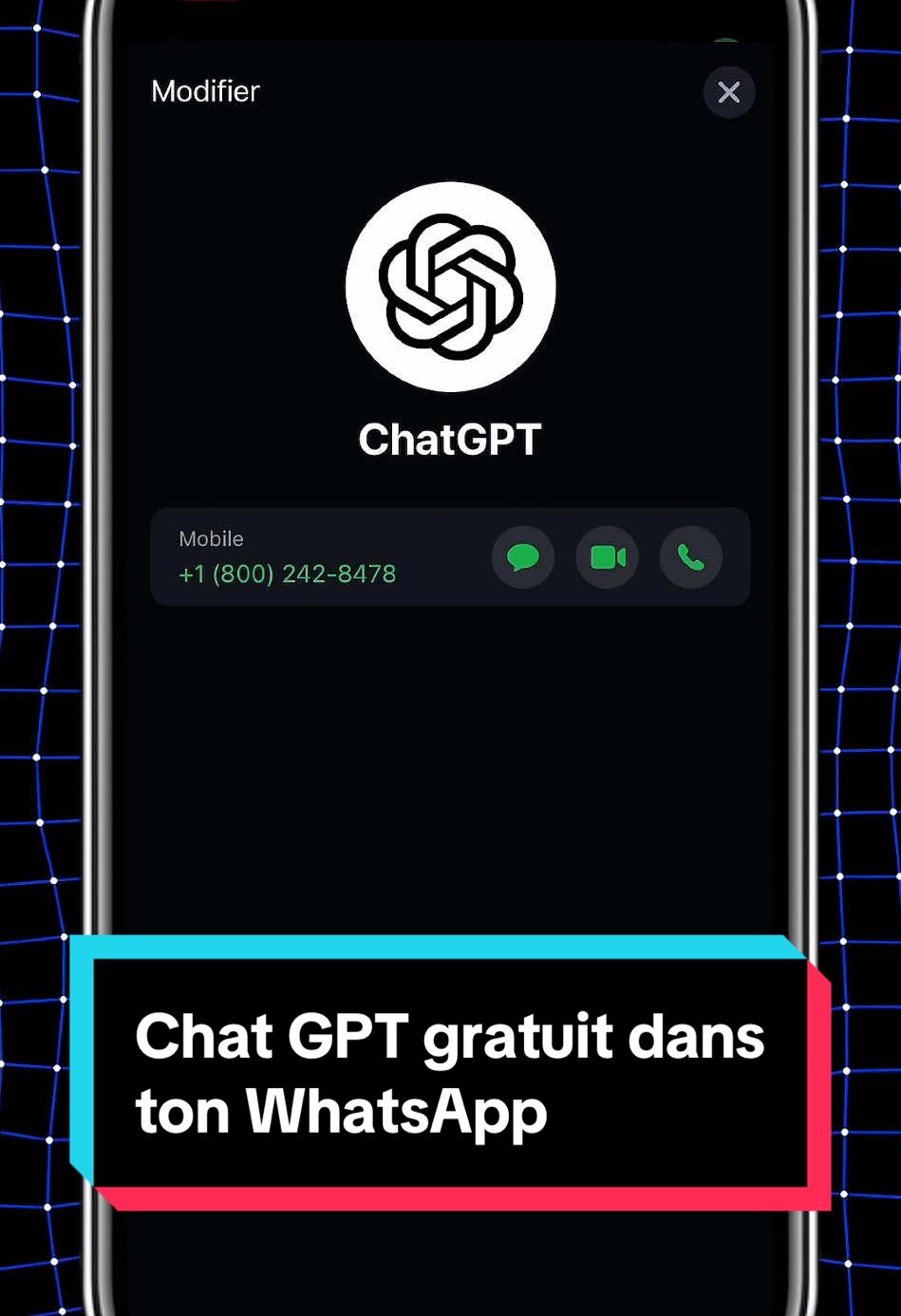 Tu veux ChatGPT gratuit dans WhatsApp ? 🆓   Suis cette astuce pour l'avoir gratuitement ! 💡   N'oublie pas de t'abonner pour plus de conseils! 👍   #ChatGPT #WhatsApp #Astuces #Tech #TrucsEtAstuce #Gratuit #IA #intelligenceartificielle 