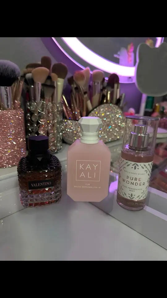 sweet & sexy 💍💋 Order to apply: Valentino Donna intense, Kayali Yum Boujee Marshmallow, B&BW Pure Wonder  #perfume #fragrance #kayali #perfumecollection 