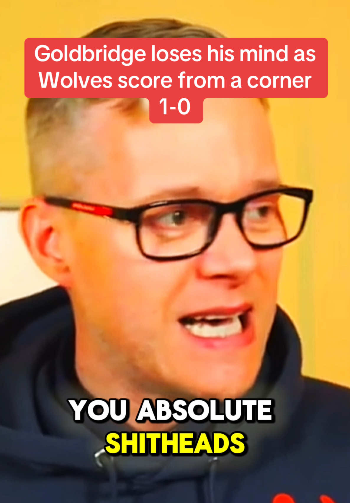 Mark Goldbridge loses it as Wolves score against Man United from a corner 1-0 #markgoldbridge #manchesterunited 