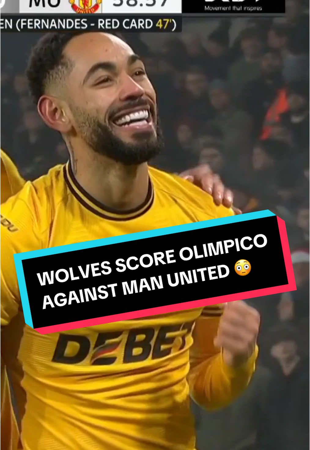 A MATHEUS CUNHA OLIMPICO GIVES WOLVES THE LEAD OVER MAN UNITED. 😲 #Soccer #PremierLeague #wolverhampton 