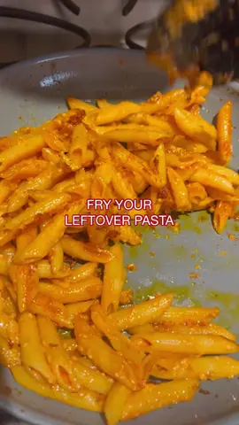 Annual PSA to fry your leftover pasta #pastatiktok #pastahack #leftoverhack #pastarecipe 