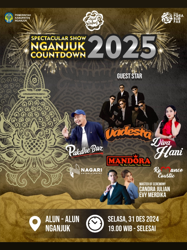 Gelar Seni Budaya Akhir Tahun & Nganjuk CountDown 2025 #pestatahunbaru #kotanganjuk #alunalunnganjuk