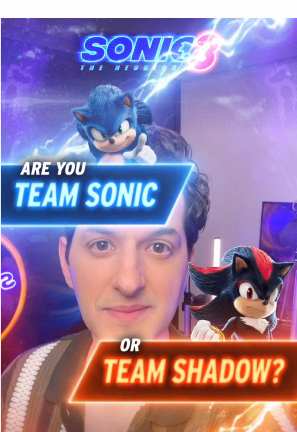 Are you Team Sonic or Team Shadow? Try our #SonicMovie3 AR lens on the Effects tab. @Ben Schwartz