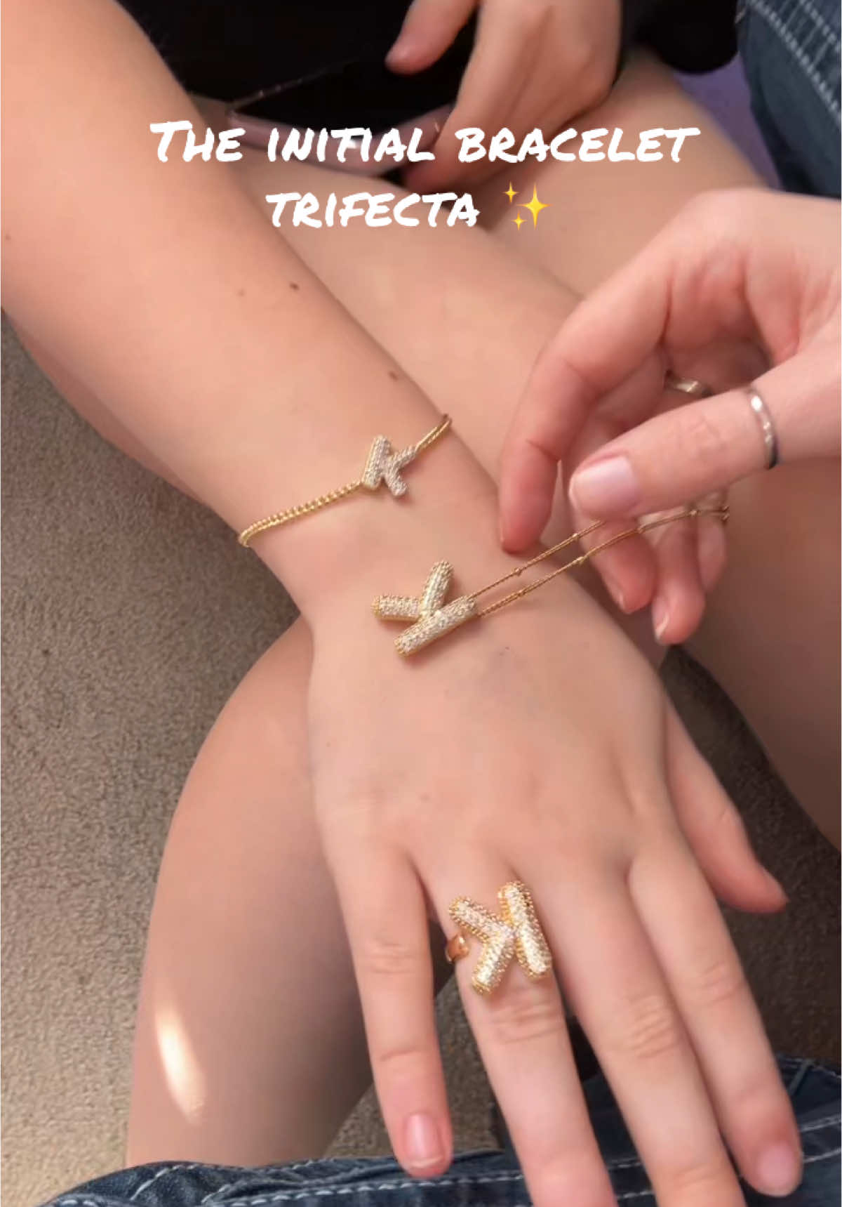 Matching jewelry set ✨ #initial #initialnecklace #initialbracelet #initialring #jewelry #fyp #trending #tiktokshopjewelry #viral #girls #giftguideforher #giftsforher #birthday #christmas 