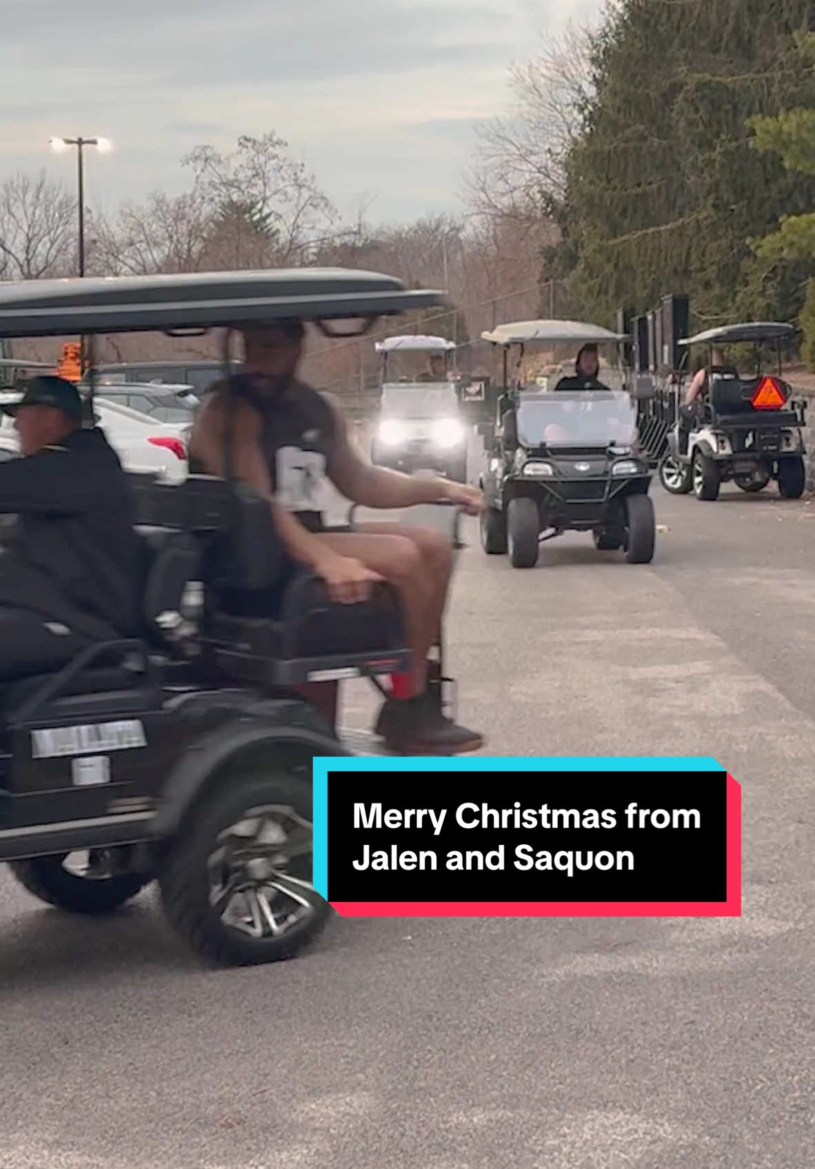 The O-Line was just a wee bit excited for their Christmas gifts from Jalen Claus and Saquon Claus #eagles #nfl #saquonbarkley #jalenhurts 