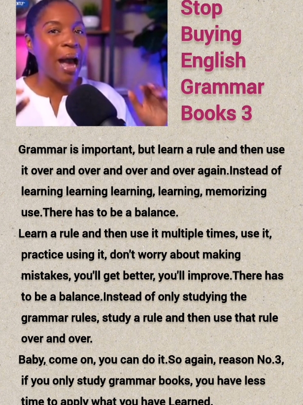 stop buying English grammar  books#poutoi #LearnOnTikTok #learn #speak #gym #foru #englishlanguage #motivationalvideo #dailyenglish #English #motivation #motivationalspeaker #tiffani 