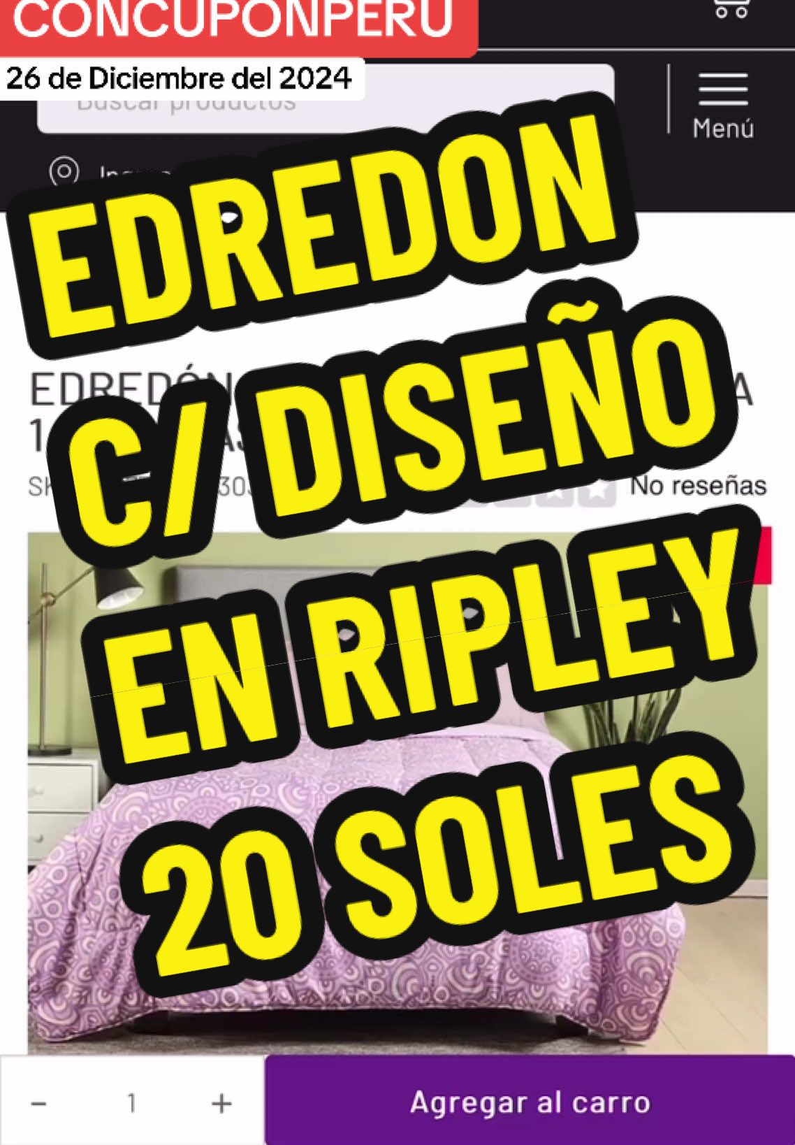 Oferta en web RIPLEY #edredon #ropadecama #domirbien #ofertas #descuentos #ahorro 