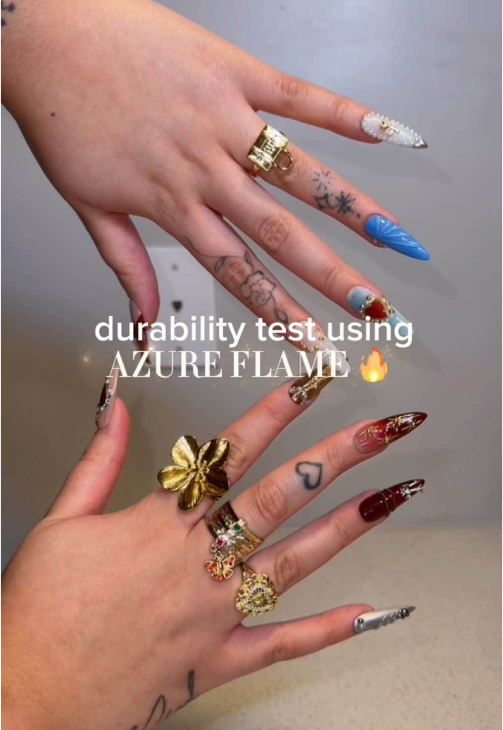 Come do the durability test of NailPhoria’s Azure Flame set with me! Presson nails that can really last for a long time!💅 #nailphorianails #nailart #pressonnailset #nailphoriapressons #professionalpressonnails #pressonnailbusiness #winternailinspo #holidaynails💅 #christmasnails #squarenails #holidaynails #nailphoria #pressonnails #getyournailsdone 