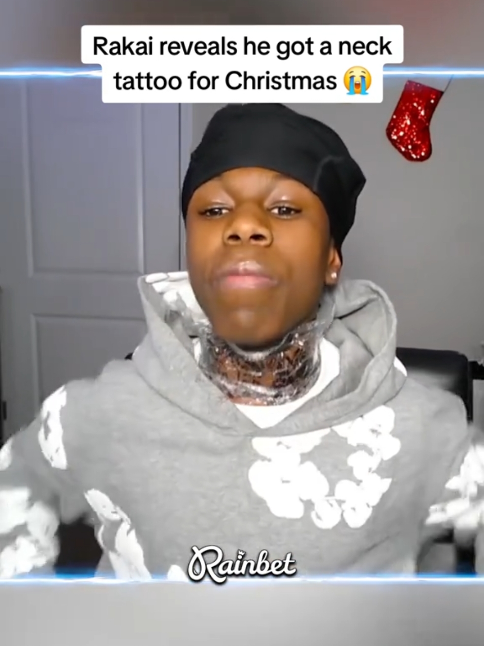 Rakai reveals he got a neck tattoo for Christmas 😭 #rakai #kaicenat #fyp 