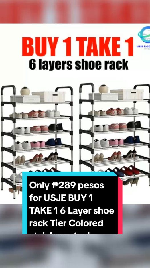 Only ₱289 pesos for USJE BUY 1 TAKE 1 6 Layer shoe rack Tier Colored stainless steel Stackable Shoes Organizer Don't miss out! Tap the link below! #buy1take1 #shoerack #TikTokShop #tiktokfinds #TikTokFashion #tiktokph #tiktokaffiliate #LearnOnTikTok 