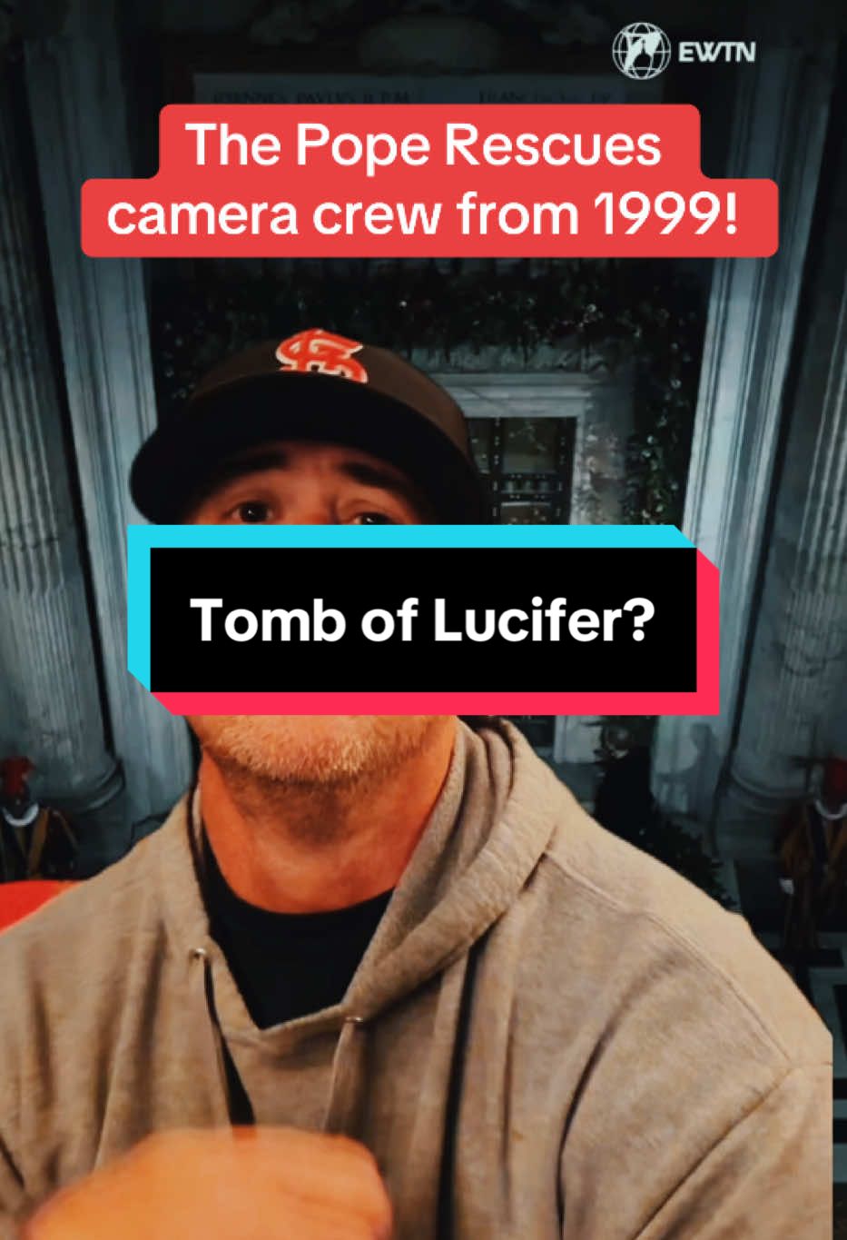 The Pope opens up a portal or door to the tomb of Lucifer or St Peter and rescues a camera crew that’s been in the tomb since 1999 or had just entered right before. It’s a whole thing. #conspiracy 