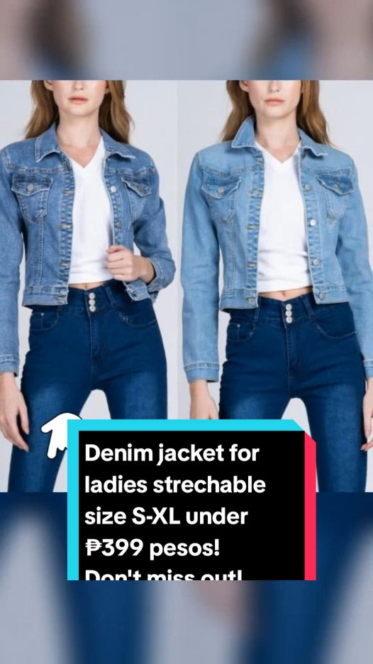 Denim jacket for ladies strechable size S-XL under ₱399 pesos! Don't miss out! Tap the link below! #denimjacketforwomen #TikTokShop #TikTokFashion #tiktokph #tiktokfinds #tiktokaffiliate #LearnOnTikTok 