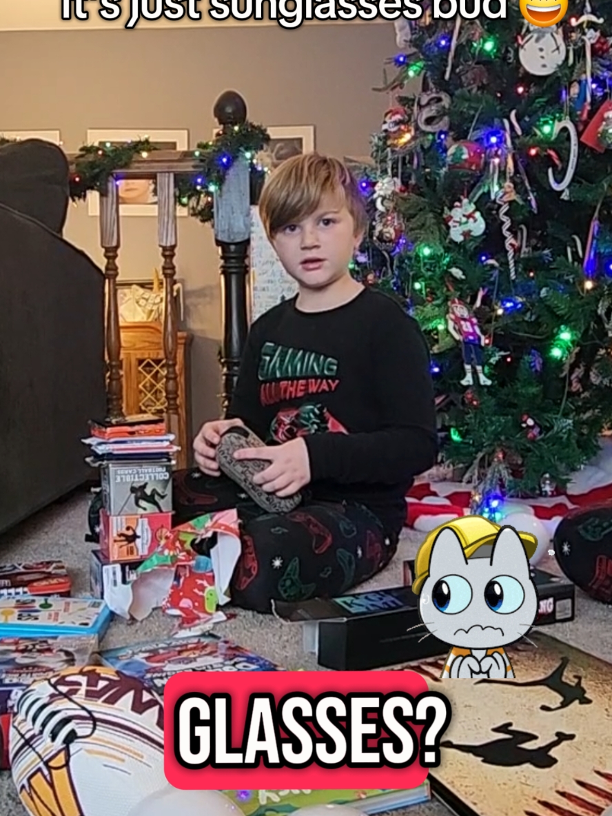 I sure made him nervous 😅 #boymom #christmas #funny #gifts #glasses #boys #foryourpages #fyp 