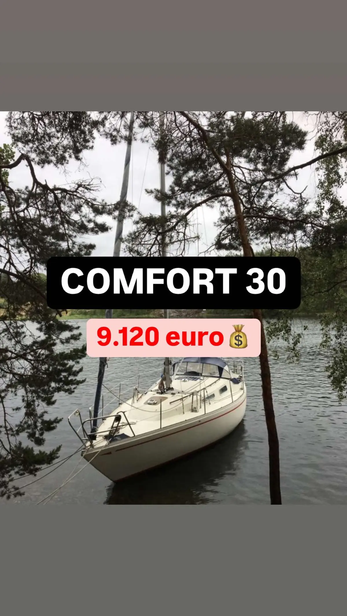 Year: 1979 Length: 9.09 meters Beam: 3.03 meters Draft: 1.68 meters Displacement: 3,200 kg Sleeps: 5 Toilet: Yes Kitchen: Yes This Swedish-made sailing yacht is a perfect family boat for 5–6 people. With a spacious cabin, cozy wooden interior, and good headroom (up to 1.82m), it combines comfort and practicality. A reliable 17 hp Volvo Penta engine (installed in 2002) ensures easy maneuvering under power. The roomy cockpit is perfect for gatherings while sailing or enjoying meals. Comfortable and Practical Interior: •	Spacious cabin with cozy wooden details in excellent condition. •	Freshwater tank (90 liters). Sails and Rigging: •	Roller furling genoa (2021, Bodings sails). •	Mainsail with lazy jack and lazy bag (2015, Bodings sails). •	Mast height: 12.8 meters. Upgrades and Amenities:  •	Solar panel and solar-powered fan in the bow cabin. •	Refrigerator and gas stove. •	USB charging ports (cabin and cockpit). •	Inflatable dinghy (270 cm). Navigation and Safety Equipment: •	Compass. •	Autopilot. •	Deck-emptying toilet system. This boat offers excellent sailing performance, a roomy cockpit, and a charming interior, making it an ideal choice for families or small groups. Location: Sweden. Ready to sail and create unforgettable memories at sea! DM ME AND I WILL SENT YOU A LINK📤 #sailingboat #sailing #cheapboatforsale #cheapboat #sailingboatforsale #boatforsale #boatsailing #boatsalesandmore #cheapboats 