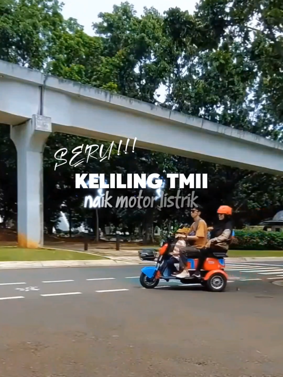 Akhirnya kesampean pake sound ini ala2 FTV yang shooting di Taman Mini 🤣🤣🤣  Pengalaman seruuu keliling Taman Mini naik motor listrik.. tadinya mau nyewa buggy car tapi udah full sampe sore huhuu... Btw aku nyewa motor ini durasi 2 jam, dan itu sangat cukup puas buat jelajah area Taman Mini yang super duper luas ini 😍😍 Cobain guys!! Aku spill harga yang 30 menit itu 60ribu , tapi kalau yang 2 jam pasti lebih murah ya 🤭🤭 Tiket masuk lagi promo 25ribu per orang~  #tmii #tmiijakarta #tmiijakartaindonesia #tamanmini #jakartahits #jakartagospot #jakartainfo #explorejakarta #jakartatimur #viral #fyp #placetovisit #placetogo #hangout #jalanjalan #holiday #tempatwisata #wisatajakarta #wisata #lovelyjkt #visitjakarta #jktupdatesofficial #jktupdates #seru 