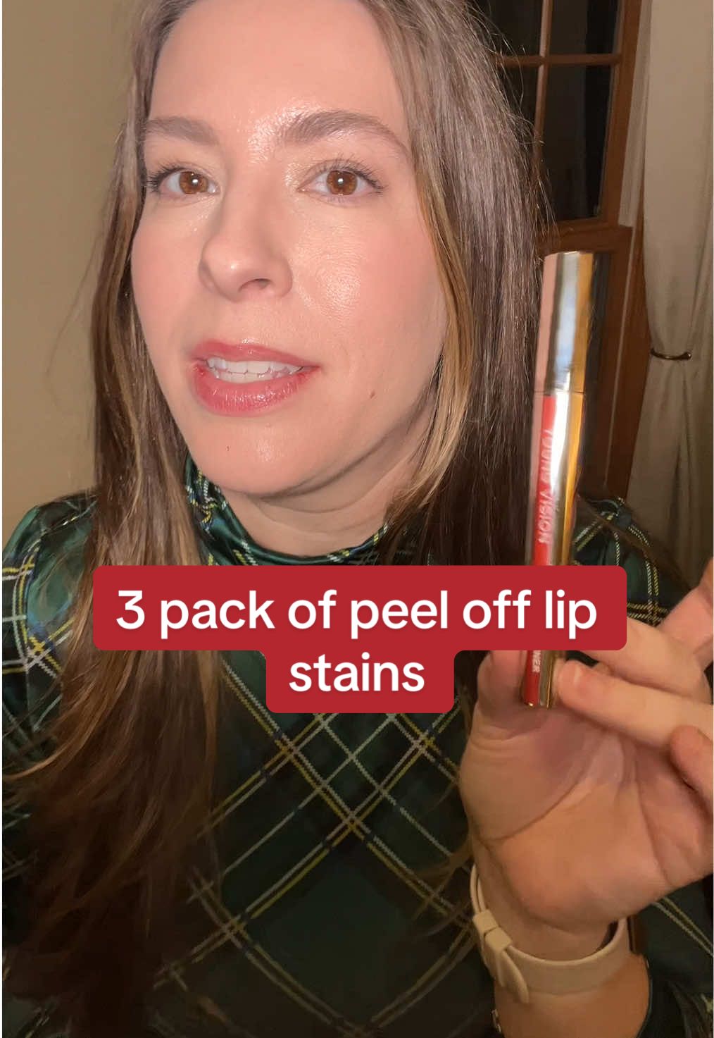 If you’ve been wanting to try peel off lip stain, this one comes in a three pack. Make sure you put it on thick so that it’s easier to peel off.  #lipstain #peelofflipstain #lipstick #beauty #over40 
