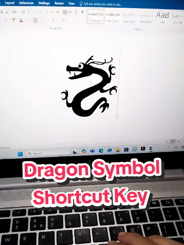 Creating a Dragon Symbol Using MS Word Shortcut Keys #foryou #foryoupagе #fyp  #computer #tech #trick  #word #pc #laptop #computer #viral #reels #shorts #windows 