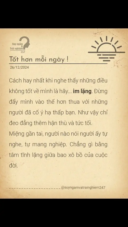 Cách tốt nhất... là hãy im lặng. #chualanhbanthan #camxuc #suyngamvatrainghiem247 #tothonmoingay 