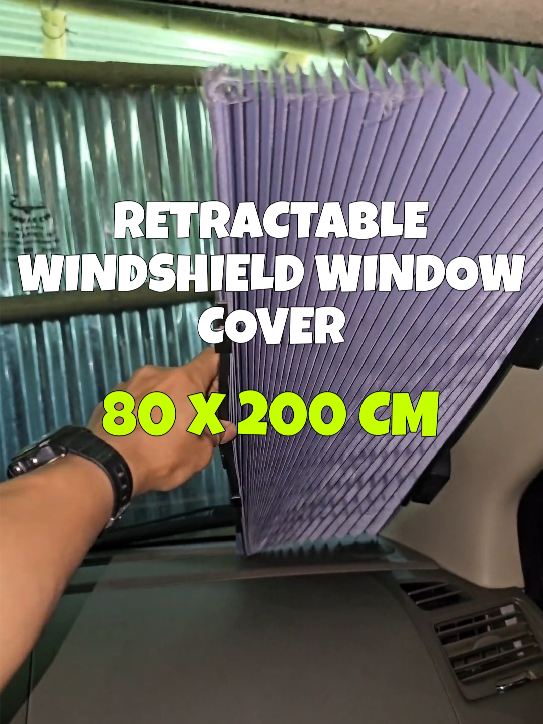 RETRACTABLE WINSHIELD WINDOW COVER 80 X 200CM #retractablewindshieldcover #sunshield #sunshieldprotection #sunshieldcover #sunprotection #caraccessories #carownermusthave #retractable #sunshade