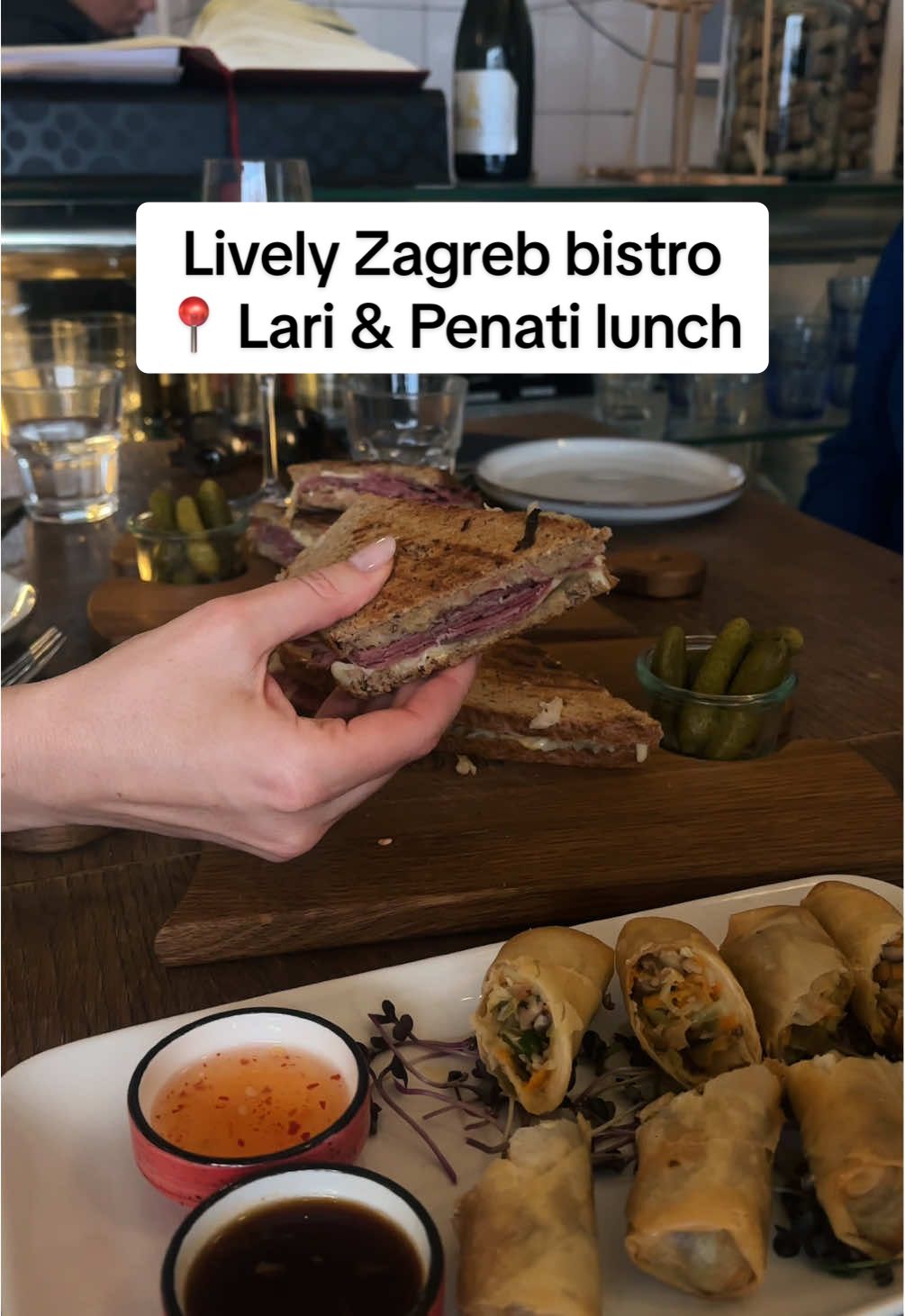 The Reuben sandwich, out of this world chicken salad with cashews and sesame dressing, goose liver pate - we loved it all!  📍 Lari & Penati  #zagrebrestaurant #zagreb #zagrebfood #reubensandwich #creatorsearchinsights