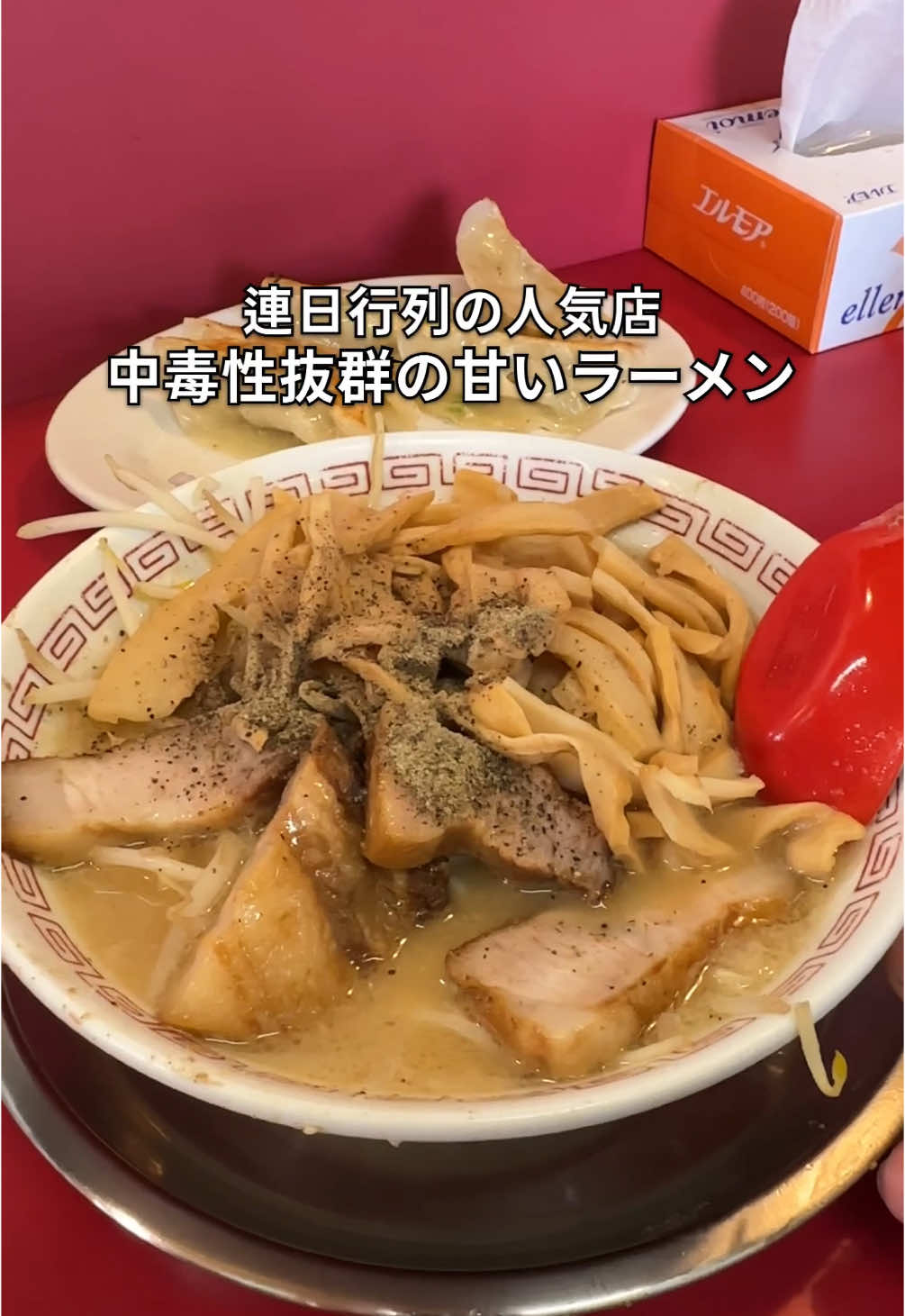 【君津】甘くて旨い独特の味わいが中毒性抜群！ 『大ちゃんラーメン』 ★千葉県・君津市★ 📍千葉県君津市常代5-4-2 🚃君津駅から4,018m ⏰11:00～14:30 📅木曜、不定休 🚙駐車場あり 🐶ペット同伴不可 ～今回頼んだ品～ ・とんしおチャーシュー 900円 ・W餃子 550円 ☆お店の特徴☆ 連日行列を作る人気のラーメン店。 甘さのあるラーメンが特徴で はちみつと胡椒、ニンニク効いた豚骨は独特の味わい。 好き嫌い分かれるがハマる人には中毒性抜群！ ※自分もハマってる 強い甘さにガツンと感じる胡椒が何とも言えない抜群の相性で、噛み応えがありながらもホロっと柔らかなチャーシューも旨い！ こちらのお店、メニューに載ってないが