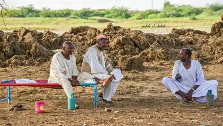 عم عبدالرحيم إتوكّل نزل.. في المُشرَع لِقَى زُملان الشقا الجا من الجريف .. الجا من الجبل علْ الناس بخير صبّح هاظرُمْ  نقْنقْ ناقَرُمْ غاظوهو .. ونعَل وعم عبدالرحيم ما بخَبِر زعل كل الناس هنا ما بتخبِر زعل تزعل في شِنو.. وتزعل من منو.. كل الناس هِنا.. كل الناس صِحَابْ  كل الناس أهَل والماهُم قُرَاب.. قرّبُمْ العمل ا