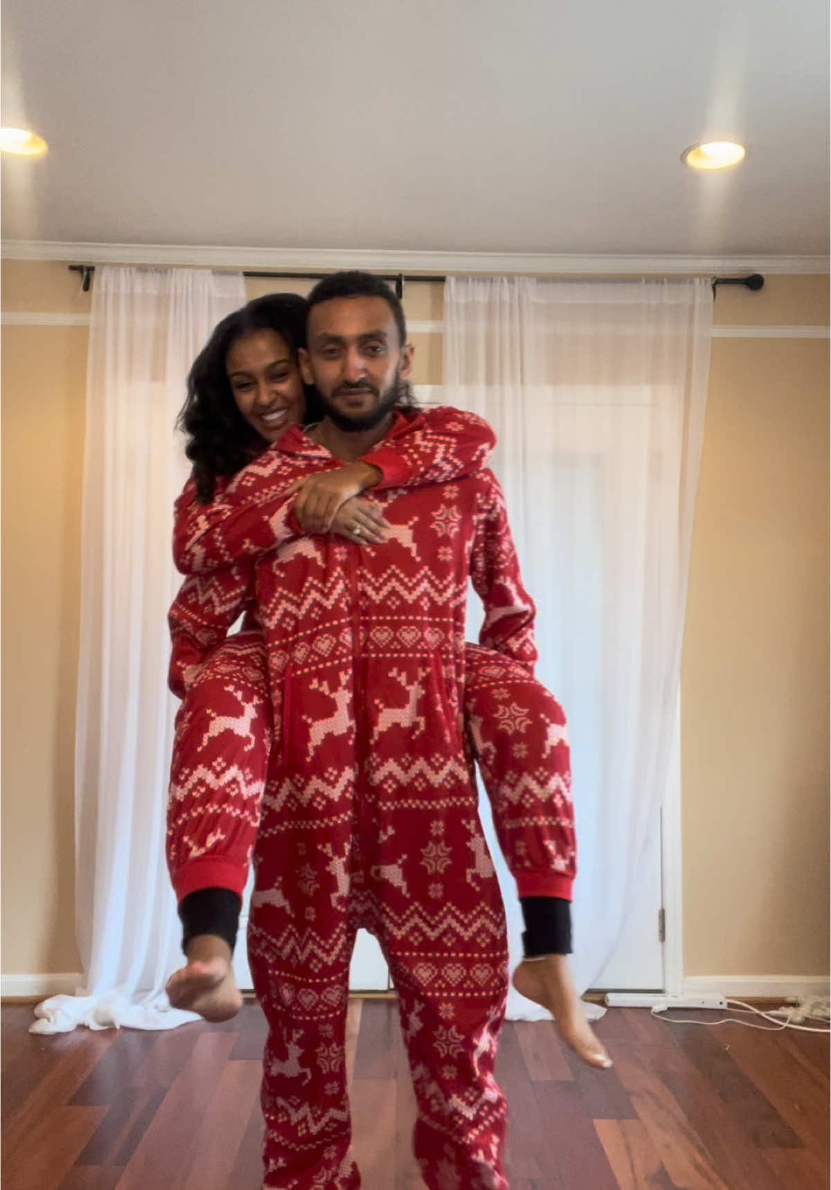 Me and my love trying @Amazon Fashion Christmas Onesie’s🥰🥂