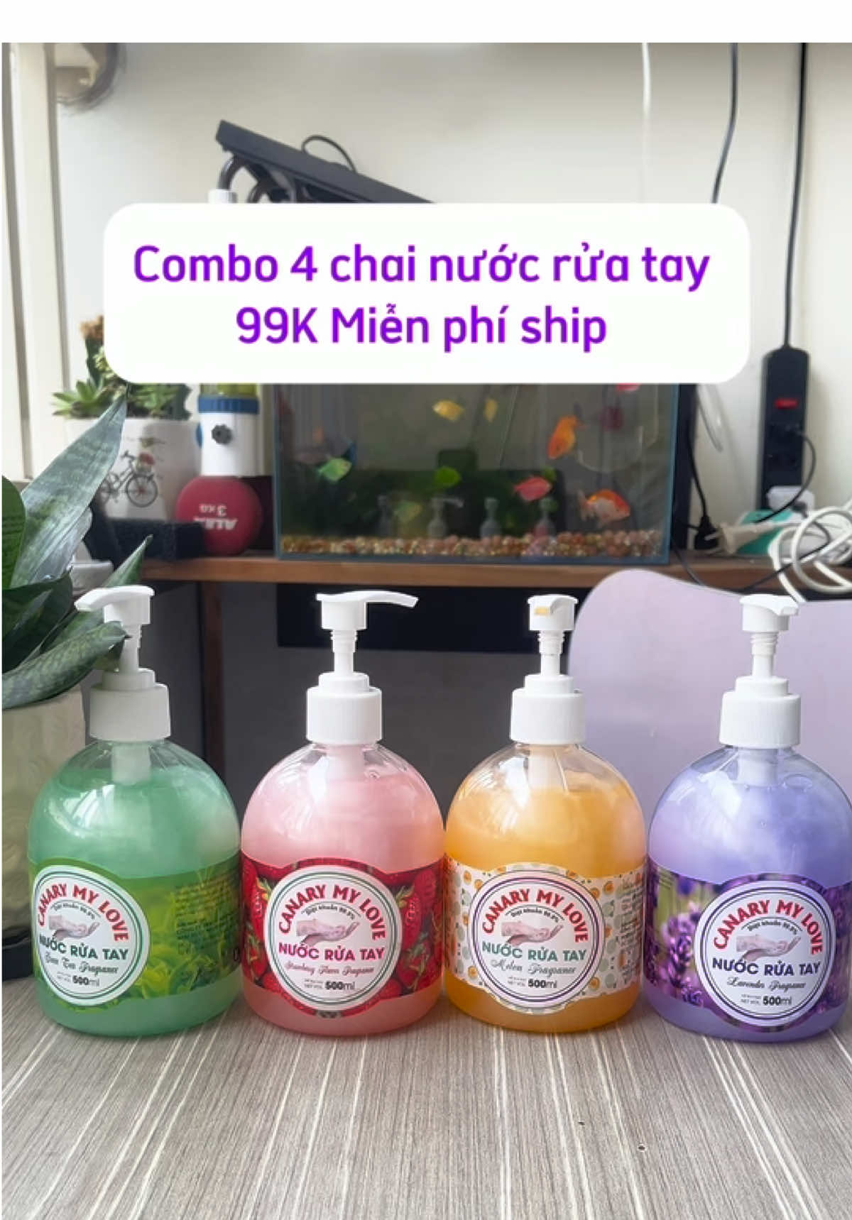 Combo 4 chai nước rửa tay  99K Miễn phí ship #giadungnhabap93 #nuocruatay #nuocruataycanarymylove 