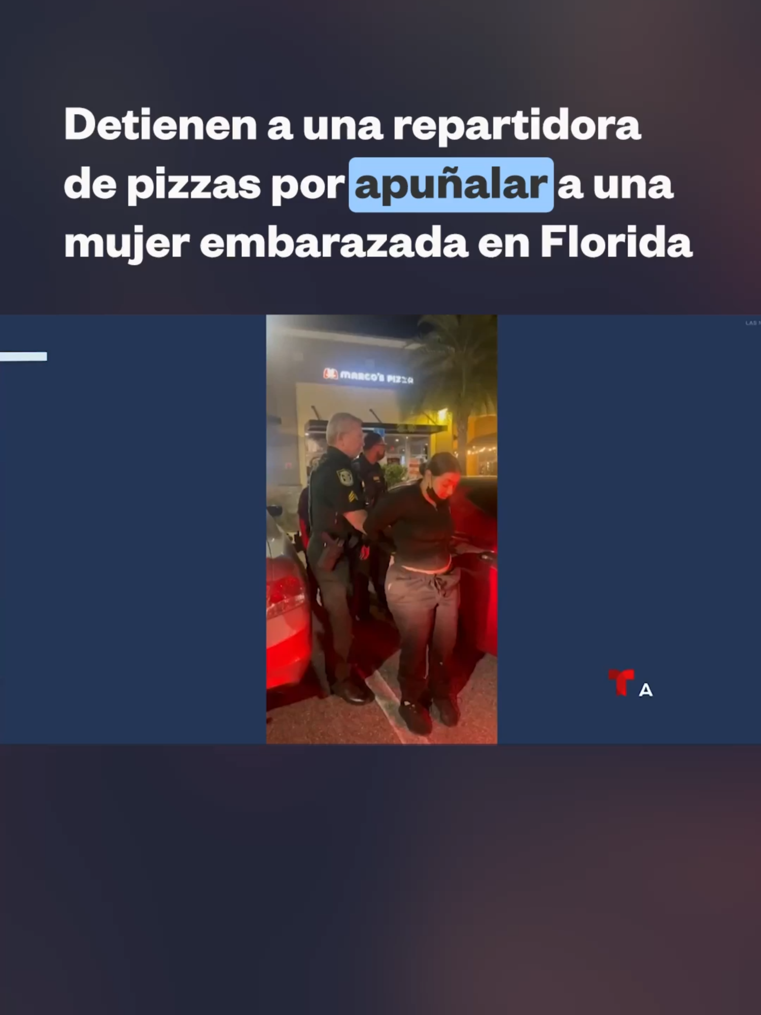 📍En Kissimmee, Florida, las autoridades arrestaron a una repartidora de pizzas señalada de apuñalar 14 veces a una mujer embarazada que le había dado solo dos dólares de propina. Brianna Alvelo, de 22 años, está acusada de intento de asesinato, allanamiento de morada con un arma de fuego, secuestro y agresión con agravantes, según los registros judiciales.