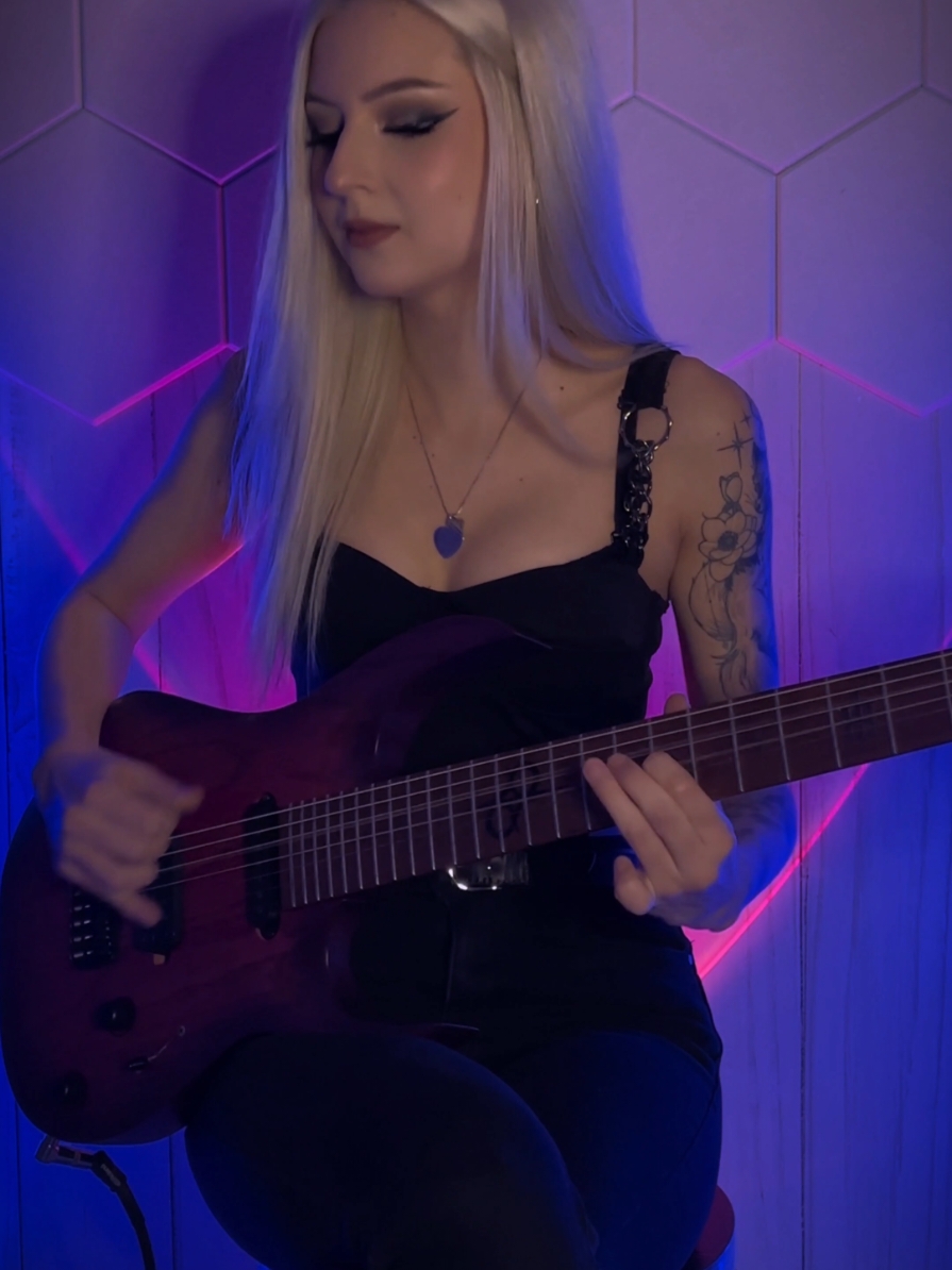 Quick riff from In Place of Your Halo by @Bleed From Within 🔥 @solarguitars  @fretlook  #solarguitars #bleedfromwithin #inplaceofyourhalo #guitartok #riffcover #riff #femaleguitarist   #metalguitar 