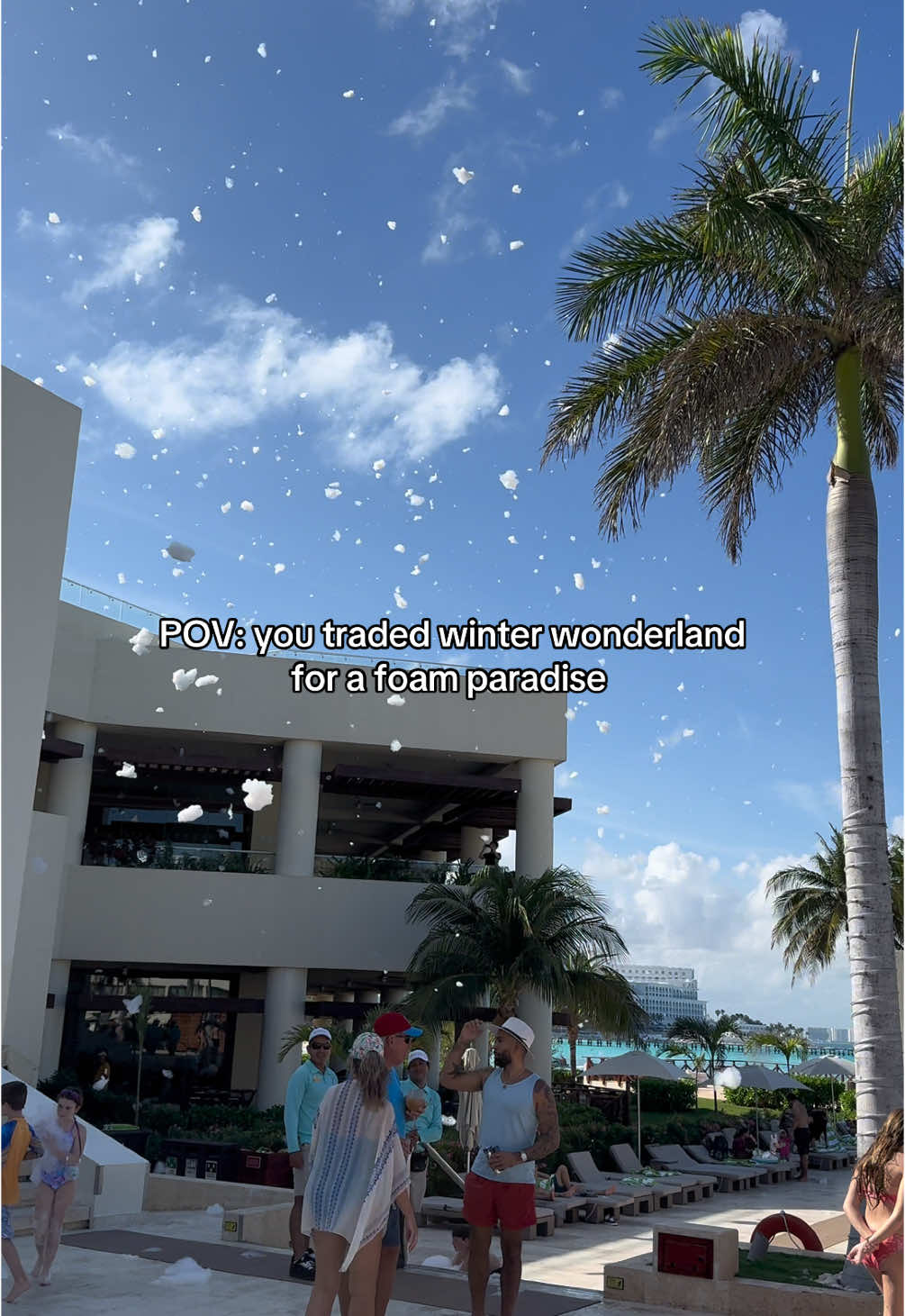 No mittens required for this kind of snowfall.  Wait for the little kid at the end with a load of foam 🤣 #BAI #beallinclusive #hyattziva #hyattzivacancun #foamparty #poolparty #winterwonderland #christmasvacation #christmas #winter #christmasgiftideas #christmasgift #allinclusive #allinclusiveresort #allinclusivevacation #vacationmode #vacationspots #vacationmood #bucketlist #bucketlisttravel #fyp #foryou #foryoupage #traveltok #traveltiktok #travelagent 