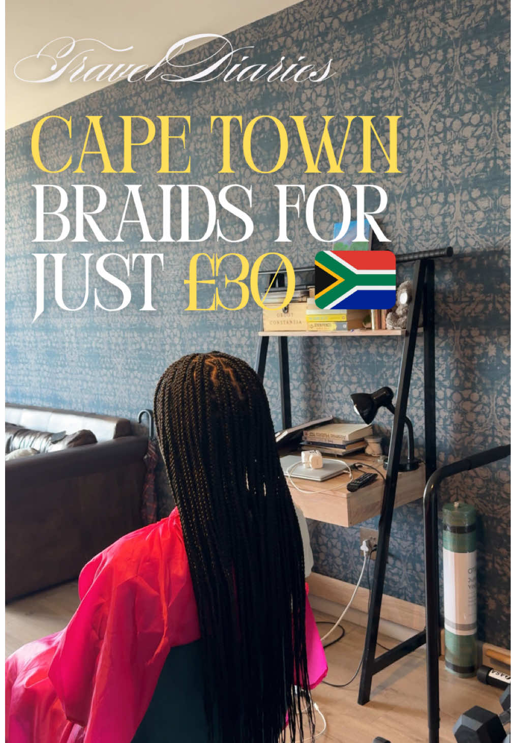 TRAVEL DIARIES | FIRST TIME BRAIDING MY HAIR IN CAPETOWN | FOR £30 #braid #travelhacks #traveltiktok #travelonabudget #affordablebraids #knotlessbraid #homeservice #affordablebeauty #holidaycountdown #tiktoksouthafrica #BraidsOnABudget #TravelAndStyle #budgettravel #capetown #southafrica #capetownsouthafrica #blackgirl #4chair #blackgirlhairstyles #knotlessboxbraids #foryourepage #fyp 