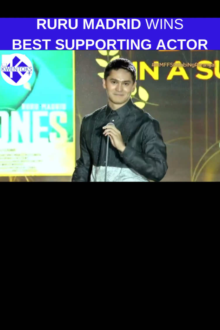 Green Bones actor Ruru Madrid accepts the award as 2024 MMFF Best Supportinv Actor. #mmff2024 #greenbones #rurumadrid #bestsupportingactor 