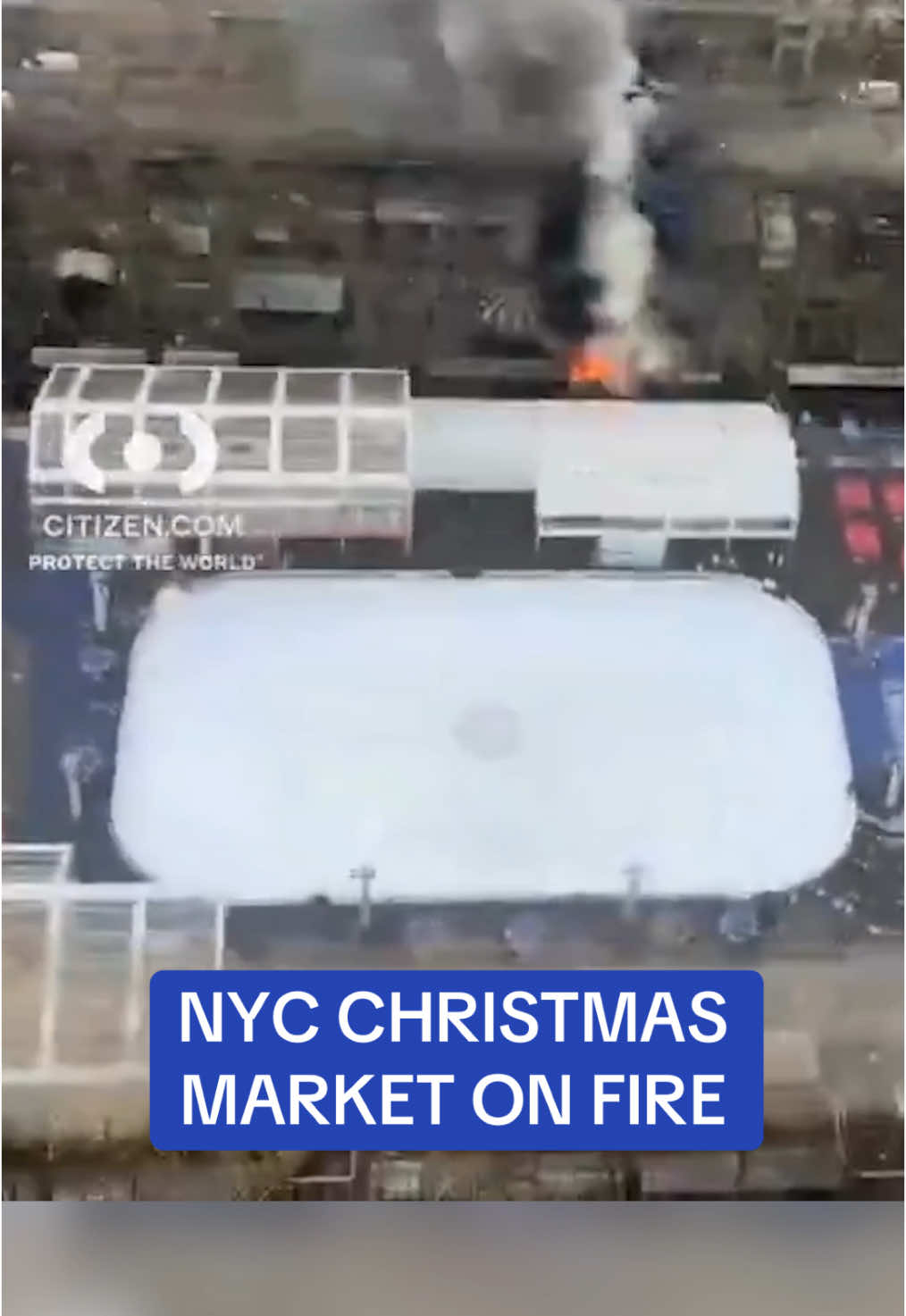 A raging fire engulfed a stall in the Christmas market in New York City's Bryant Park. The fire in the food booth sent flames and smoke shooting into the air. It's unclear if there were any injuries. Just last week, a fire tore through the market at Herald Square, destroying at least four booths. 🎥 Citizen #news #nyc #christmas 