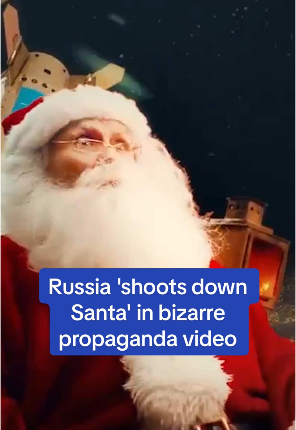 Russia has released a chilling propaganda video in which Moscow's defence systems blow up Santa Claus and his reindeer, as the Kremlin remains silent on accusations it killed 38 people after it shot down an Azerbaijani passenger plane. The propaganda video, released on pro-Russian Telegram channels, shows a 'Western' Santa flying over a snowy Moscow while carrying a can of Coca Cola while wishing Russian citizens a merry Christmas. He can be seen carrying missiles in his sleigh that resemble a NATO Trident or Minuteman III ICBM and others. But within seconds, he is blown up with a festive missile that leaves a firework in its wake. The dark video then cuts to a missile operator sitting with Grandfather Frost, a Russian version of Santa Claus, who asks: 'That's it?' The missile operator replies: 'That's it, the target has been destroyed.' Grandfather Frost then eerily says: 'Right, we don't need anything foreign in our skies. Happy New Year!' It comes just two days after Russia was accused of shooting down an Azerbaijian Airlines plane, killing 38. #news #russia #christmas #santa #santaclaus 