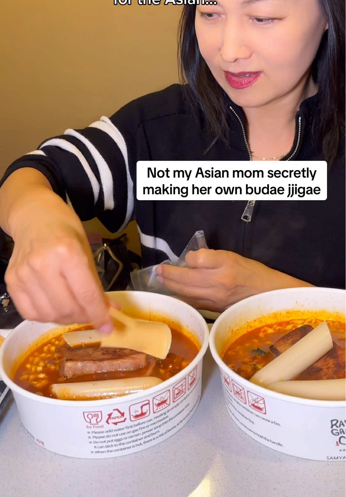 Not my Asian mom secretly making her own budae jjigae when this happened… #food #eating #mukbang #ramen #kimchi #cheese #noodles #bbq #steak #rice #buffet 