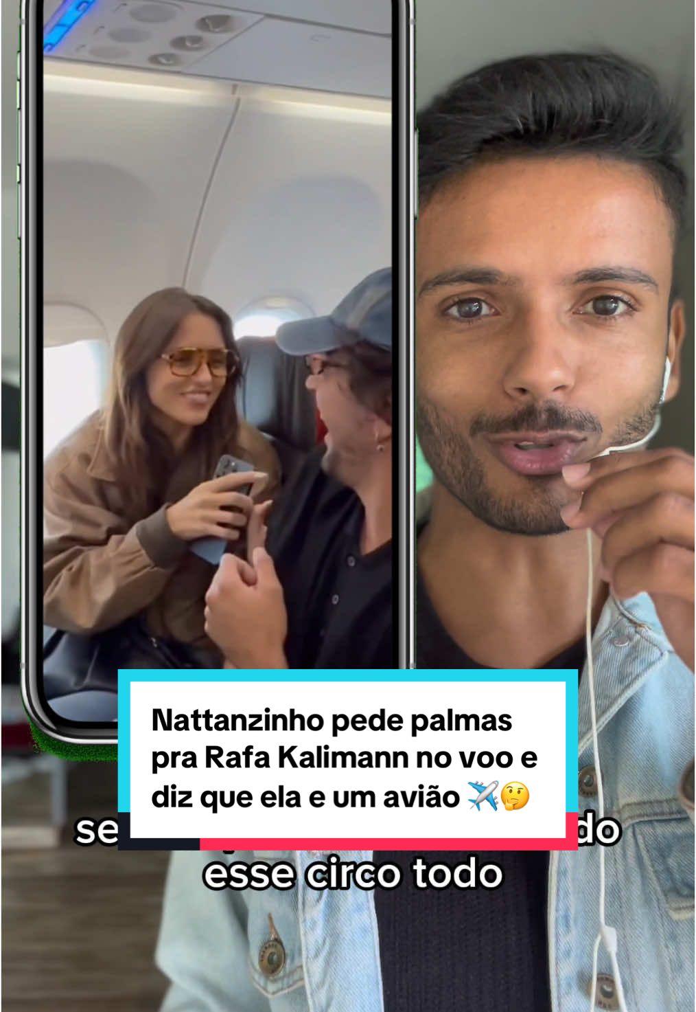 Nattanzinho pede palmas para  Rafa Kalimann no voo e diz que ela é um avião ✈️ 👀🫢 #nattanzinho #rafakalimann #nattanzinhofalandodeamor #aviao 