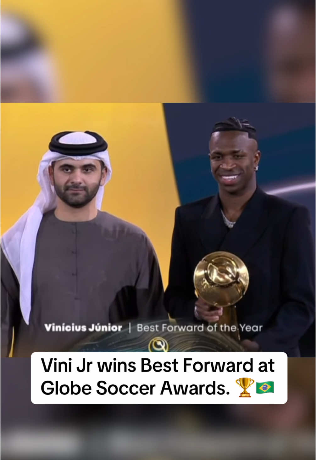 🏆 OFFICIAL: Best Forward at Globe Soccer Awards: Vinicius Jr. ✨🇧🇷 @Globe Soccer #viniciusjunior #ViniJr #viniciusjr #realmadrid #globesoccer #globesoccerawards #football #footballtiktok #futbol #futebol #goviral #trending #siuuuu 