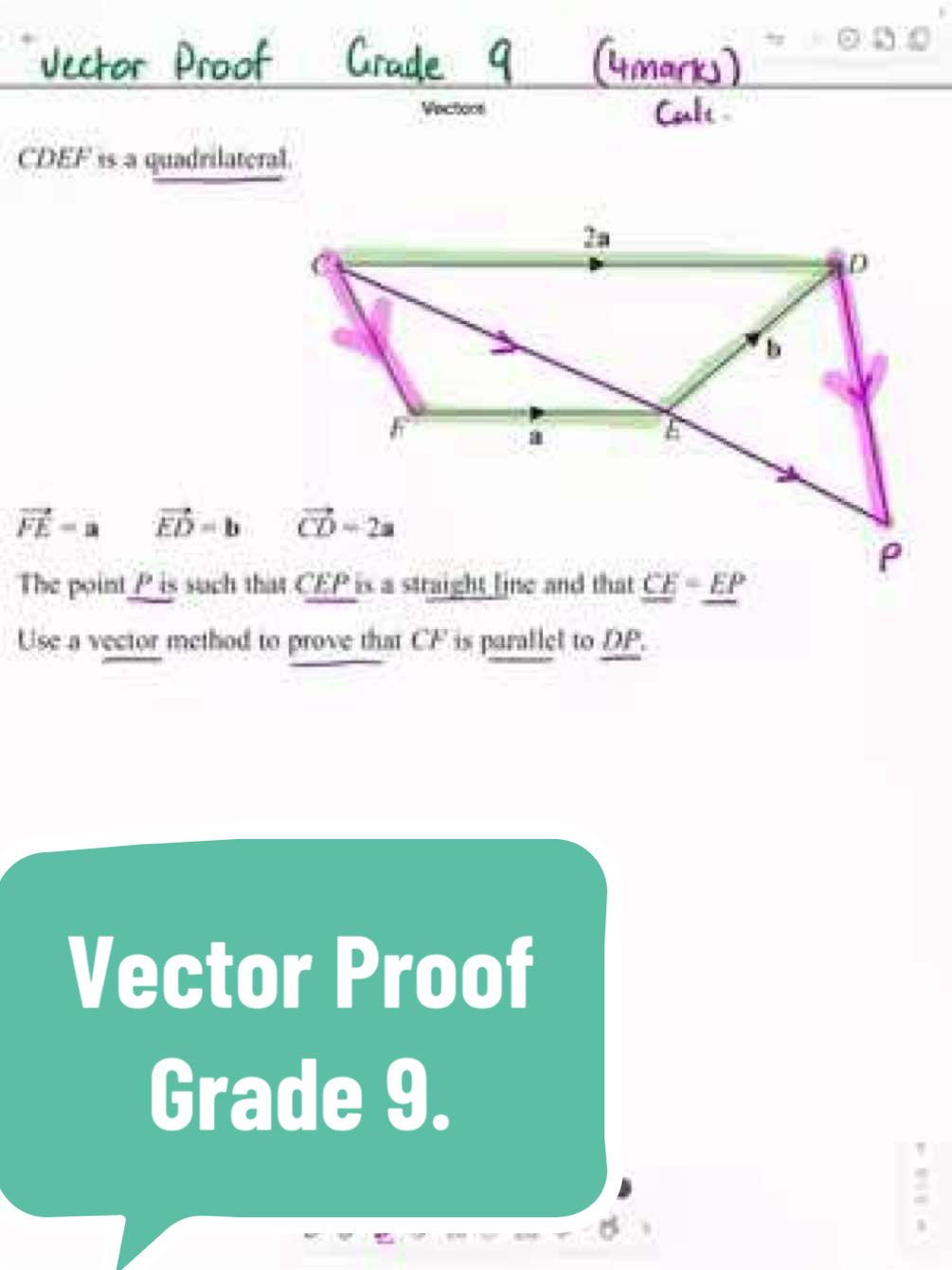 Vectors Proof Grade 9 #vectors #vector #vectorproofsforgcse #fyp #math #gcsemaths #gcserevision #secondaryschool #grade9math #year11 #paper3hnov2022 