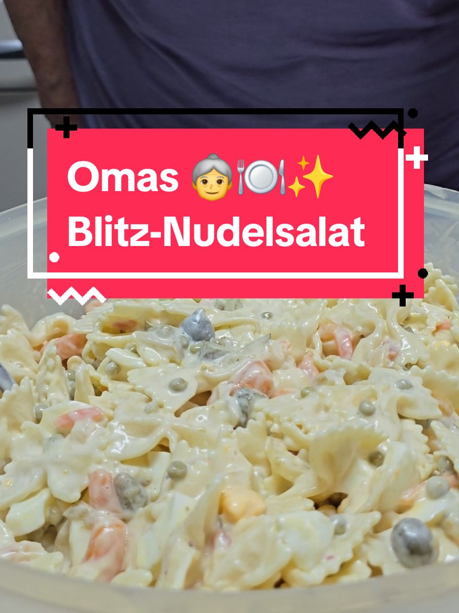 Omas schneller Nudelsalat – ein Rezept, das immer begeistert! Fertig in Rekordzeit und voller Geschmack.✨  *Unbezahlte Markennennung* Omas schneller Nudelsalat:  250gr. Nudeln 1 Glas Puszta Salat  1 kleines Glas Mayonnaise  1 kleine Dose Erbsen mit Möhren  5 Eier hartgekocht  6 Cornichons + Gurkenwasser  3 EL Gurkenessig Salz und Pfeffer . . . . . #oma #omaundvanessa #nudelsalat #schnell #schnellerezepte #lecker #lachen #lustig #gemeinsam #trendingvideo #fyp #foryoupage❤️❤️ #fürdich #fürdichseiteviral #nudel #salat #tipps #silvester #rezept 