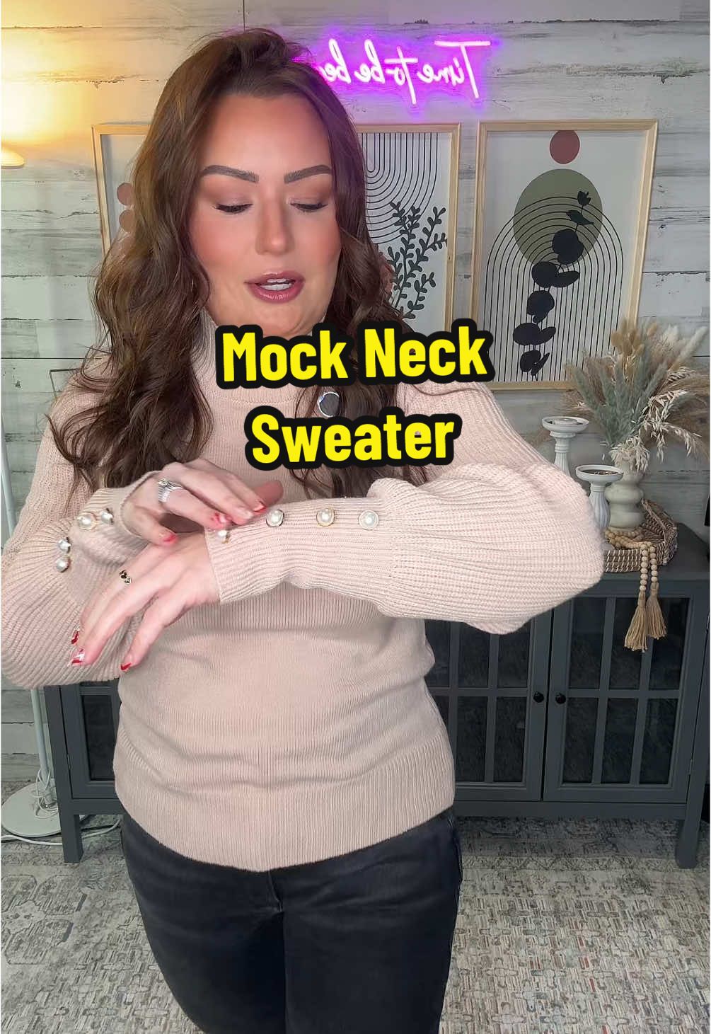 This mock neck sweater has the best button details on the wrist cuffs!  This sweater is super elegant and could be paired with jeans like I have here or even dress pants. @Upopby #sweater #mockneck #sweaterweather #businesscasual #ttsacl 