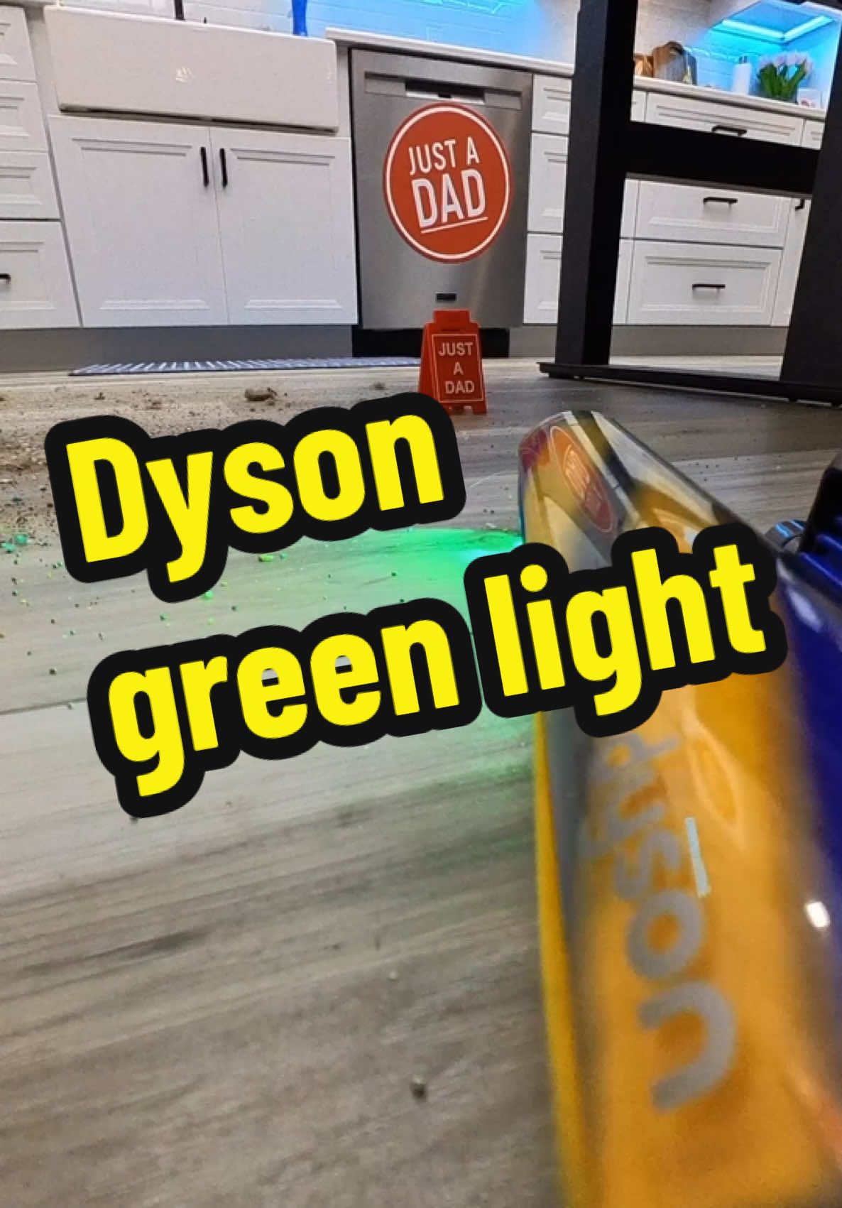 Dyson green light on vacuum really helps with dust location Dyson v12 detect #justadadvideos #vacuum #dyson #satisfying #satisfyingvideo  @Dyson USA 