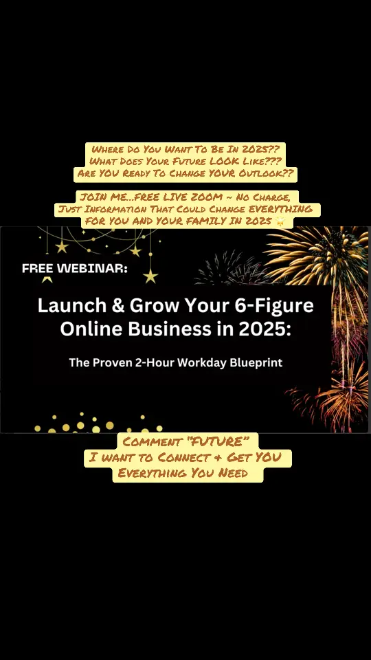 #creatorsearchinsights  2025 is almost here—are you READY to make it the year you finally LAUNCH and GROW your DREAM online business?  I wanted to invite you to a FREE LIVE WEBINAR, where we will walk you through everything you need to know to create a thriving, 6-figure online business in just 2 hours a day. 🎯 What You’ll Learn:  ✅ The exact steps to launch and grow a profitable online business.  ✅ The common mistakes to avoid that hold most people back.  ✅ How to get your income-earning activities done in just 2 hours a day so you can spend more time doing what matters most. This isn’t just another webinar—it’s a step-by-step guide to building a business that works for you. Don’t wait until the new year to start planning your success. 💻 Seats are limited, and this opportunity won’t come around again soon. Let’s make 2025 your breakthrough year. 💸 #parents #nurselife #worksmarternotharder #over40  #digitalmarketing #earnmoneyonline #SideHustle #timefreedom #socialmediamarketing 