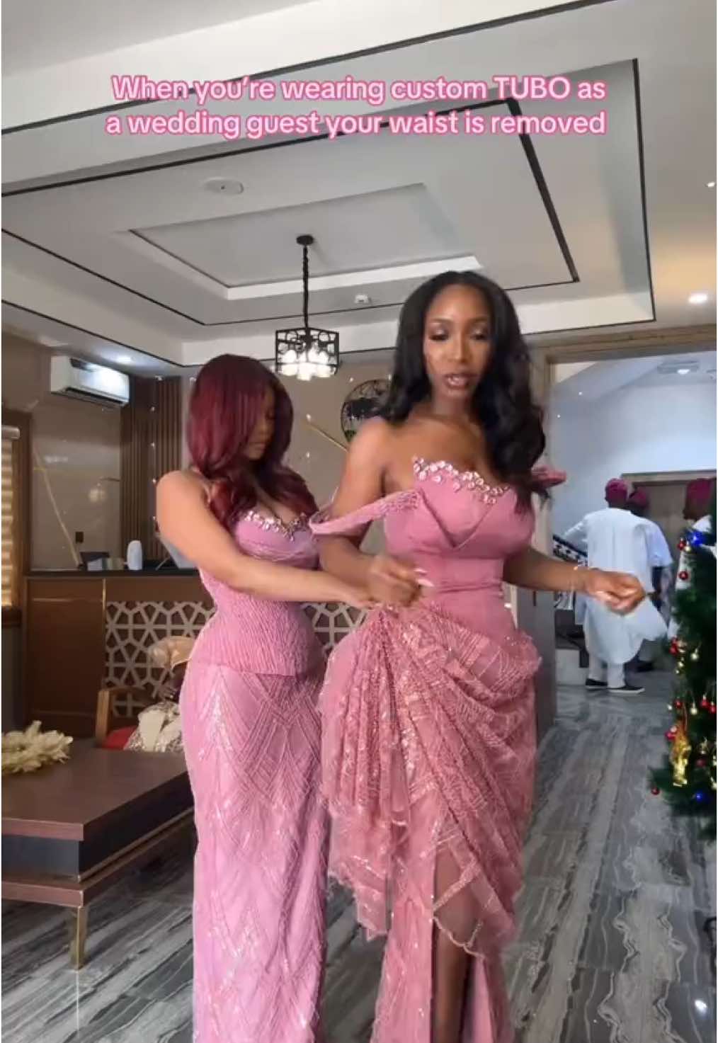 We’re both wearing @Tubo 👯‍♀️#WeddingGuest #asoebi #asoebibella #lagostiktok #highprofile 