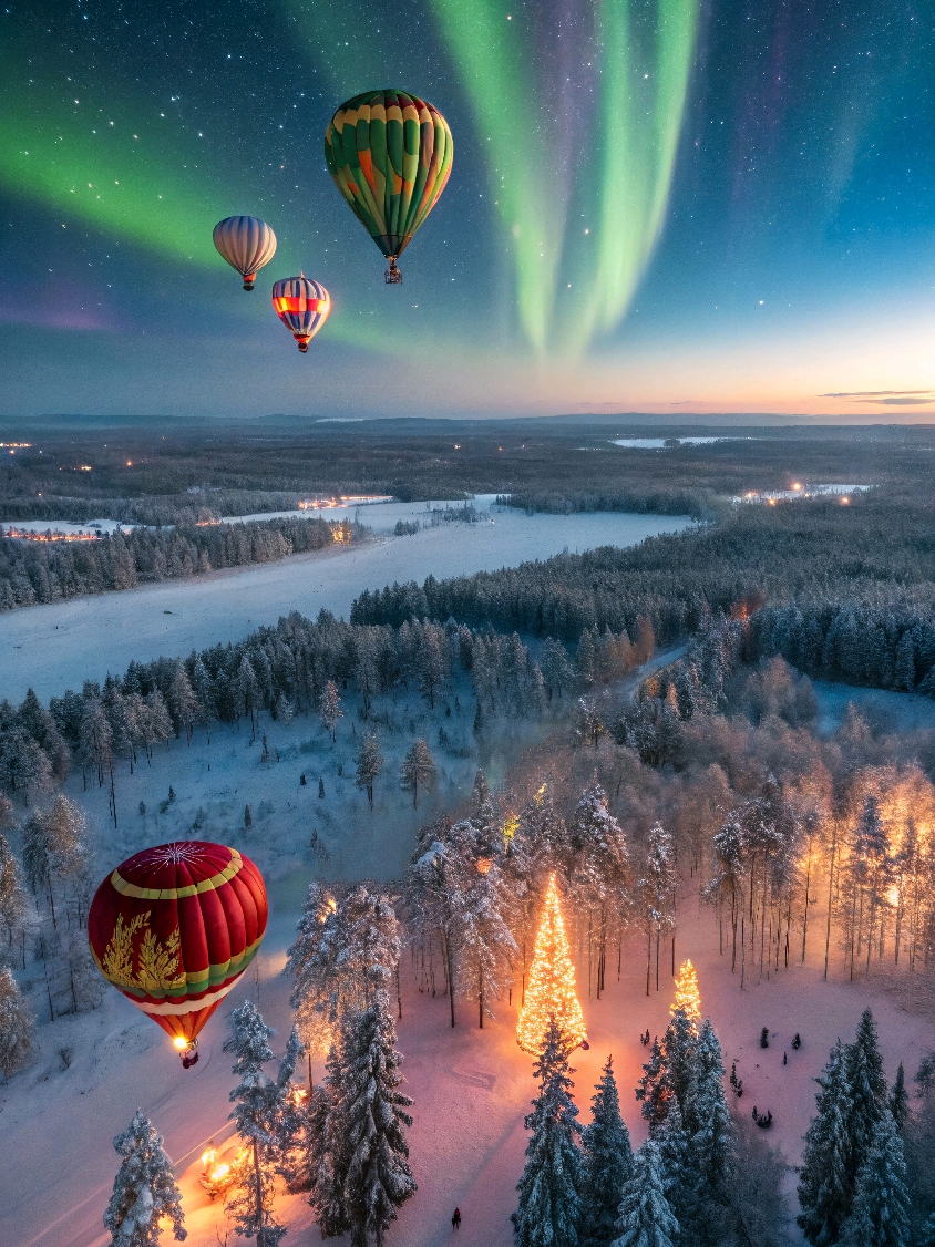 Fairy Tales Never End in Lapland ❄️✨🦌 🌟 Follow for more peaceful vibes! ✨ #Lapland #Reindeer #WinterWonderland #NorthernLights #ChristmasMagic #HotAirBalloon  #SnowyScenery #TravelGoals #AuroraBorealis #VisitFinland #HolidayVibes #NatureLovers #relaxvibes 