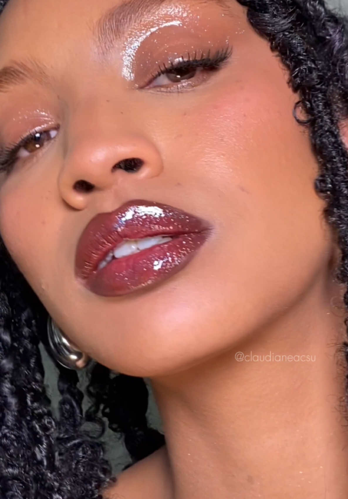 Wine & diamonds lip on my fairy @Lyric Mariah Heard #lipcombo #winelips #glossylips #liptutorial @maccosmetics Chestnut @Lancôme 406 @Anastasia Beverly Hills Super Cluster