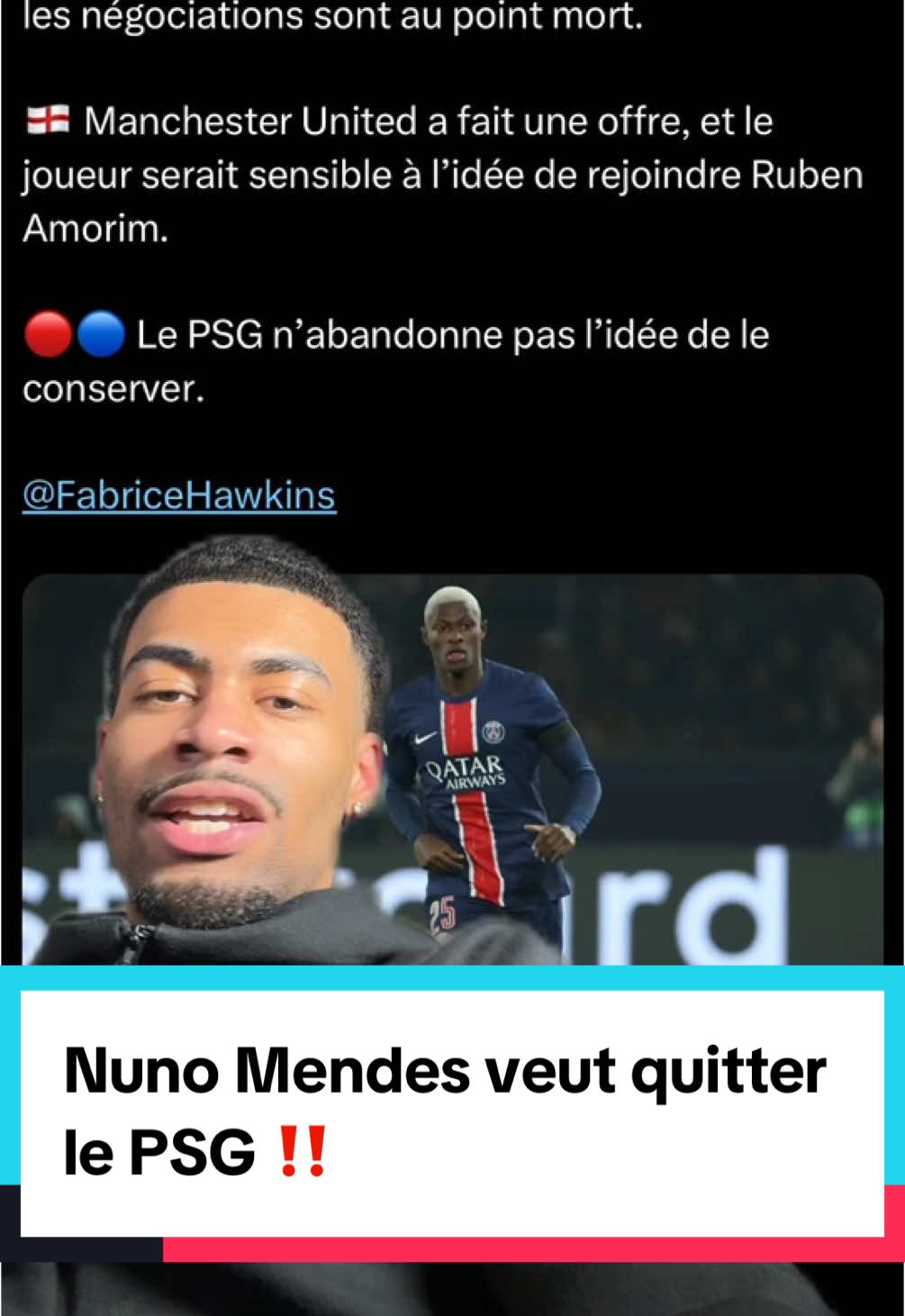 Nuno Mendes veut quitter le PSG ‼️