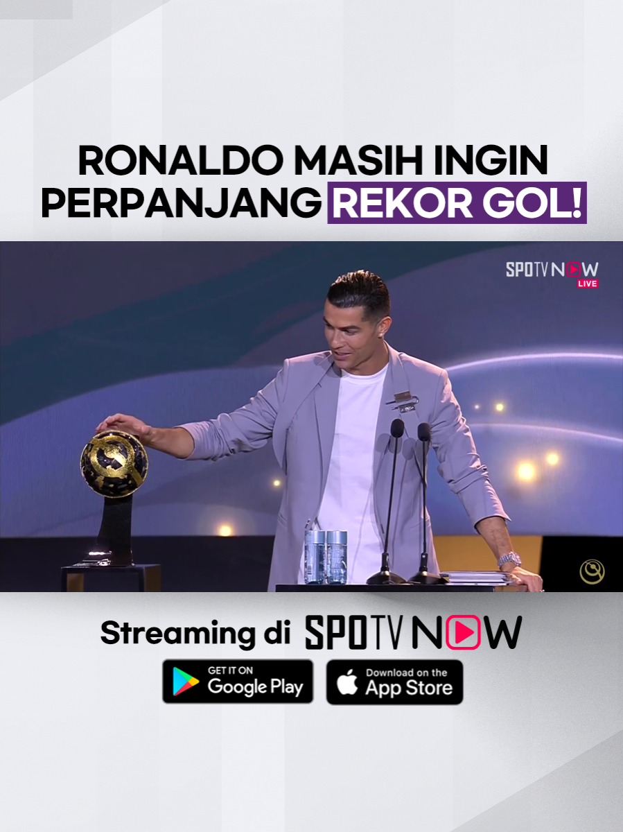 #GlobeSoccerAwards ⚽ - Cristiano Ronaldo menolak pensiun dan berencana untuk memperpanjang rekor Gol nya... This GOAT just Unstoppable! 🔥 Saksikan Globe Soccer Awards hanya di Aplikasi #SPOTVNOW! ⏭️ https://onelink.to/spotv_indonesia #SPOTV #SPOTVIndonesia #CR7 #CristianoRonaldo