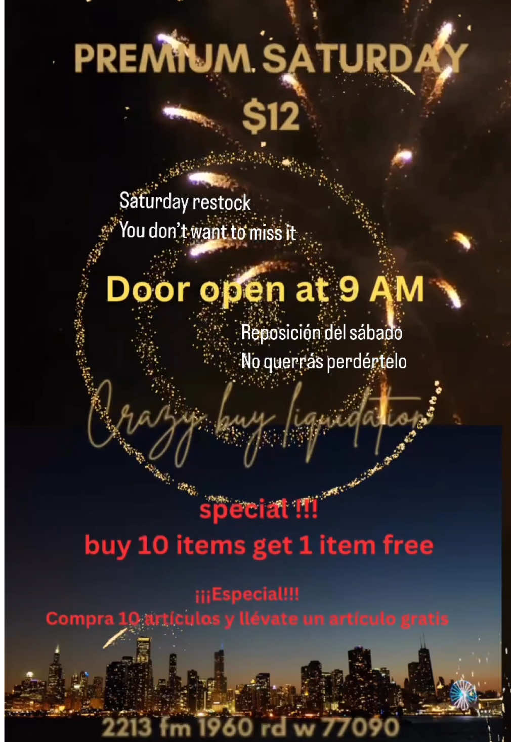 Premium  Saturday our (restock) you don’t want to miss out Ropa 👗👚👕 👖 🥻 Electrónica 📱 💻 🔌 🎥 📷 ⌚️ Decoración del hogar Decoración🕰 Zapatos 🥾 👟 👠 🥾 👡  Montones, montones de cosas geniales por sólo $14 No importa el precio que se venda al público. La oferta del crazy buy liquidation será solo de  No te lo pierdas 🔥🤩🤩🔥 @followers #fy #fyp #foryou #kidsshoses #overstock #phones #tablet #airbuads #Homeaccessory #carpar #gamestop #videogame  #crazybuyliqudation  #rossdressforless #bargain #Pasadenatx #toys #food  #gessner #Montgomerytx #portertx  #fondren #fypシ゚ #fyp #katytx #cypresstx  - [ ] #springtx 