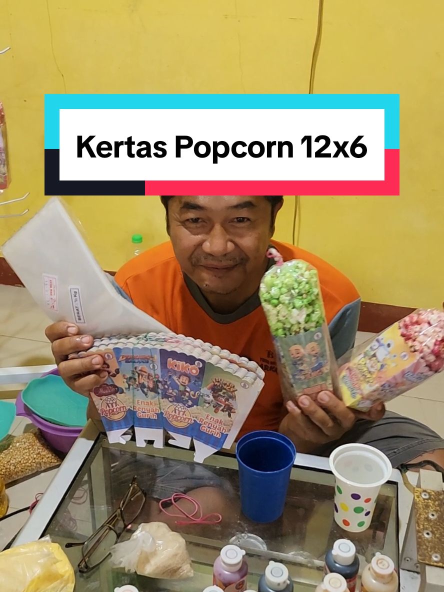 Kertas Popcorn 12x6 + Plastik untuk Harga Jual 5 Ribuan